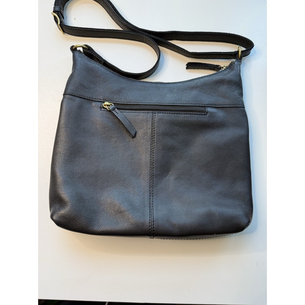 MARGOT RYLEE Black Leather Cross-Body Bag Purse Exterior Pockets Gold Hardware - Picture 5 of 11